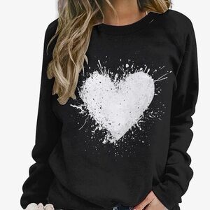 Black Heart Print Women's Top